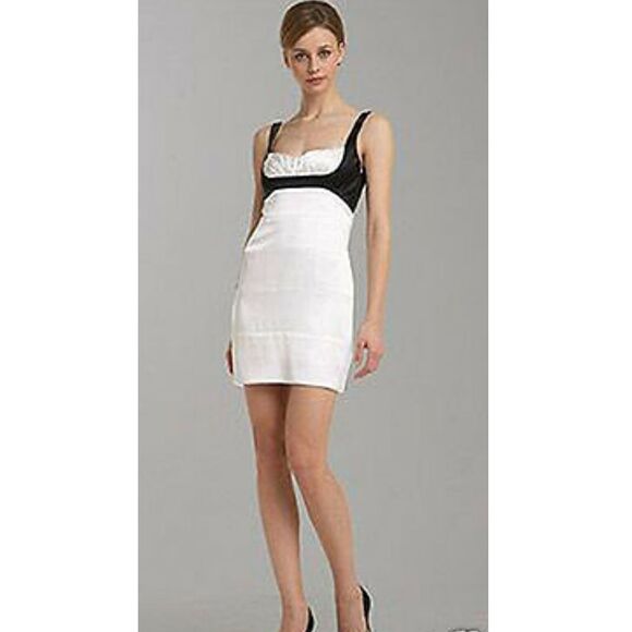 BCBG BLACK COMBO STRAP SILK DRESS NWT size 4 - Picture 1 of 16